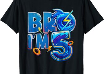 Bro I’m 5 Birthday Boy Matching Hedgehog Party T-Shirt