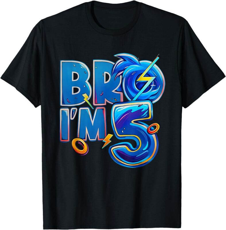 Bro I’m 5 Birthday Boy Matching Hedgehog Party T-Shirt