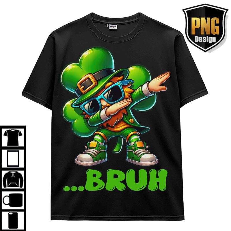 St Patrick’s Day Bruh Dabbing Leafs Irish America Shenanigans Green Bundle Design PNG