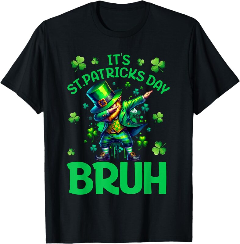 Bruh St Patricks Day Boys Kids Saint Patricks Day Leprechaun T-Shirt