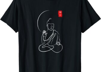 Buddha in Meditation, Minimalist Zen Buddhism,Spiritual Calm T-Shirt