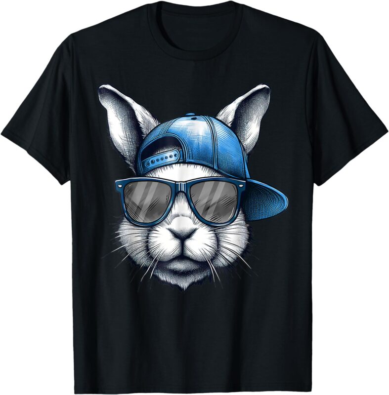 Bunny Face With Sunglasses Cap Easter Day for Boys Men Kids T-Shirt