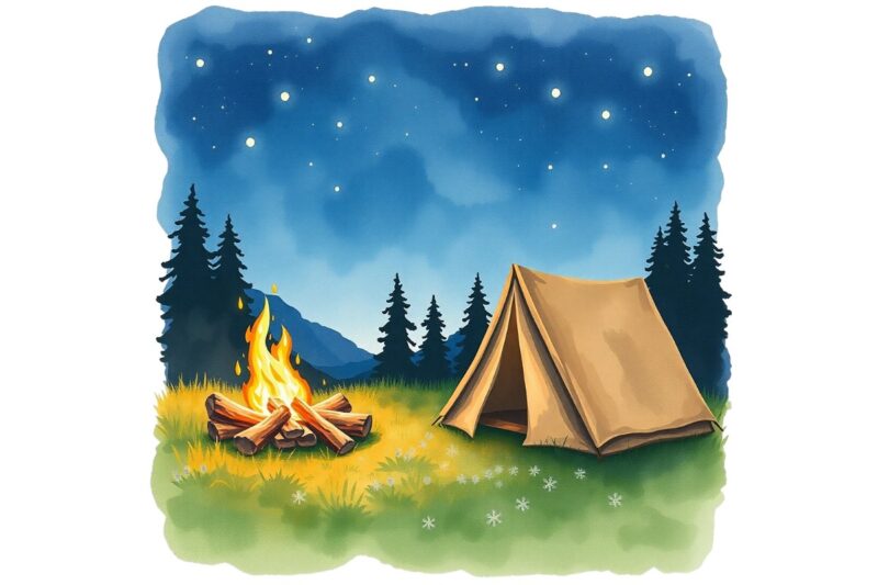 Trendy Retro Camping Graphics t-shirt design jpeg & png design