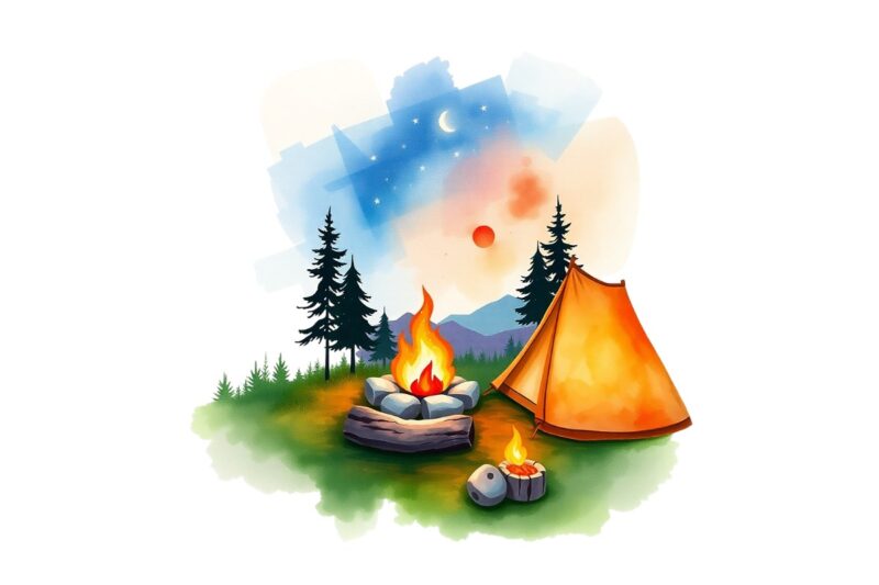 Colourful Vintage Camping Adventure t-shirt design download instantly