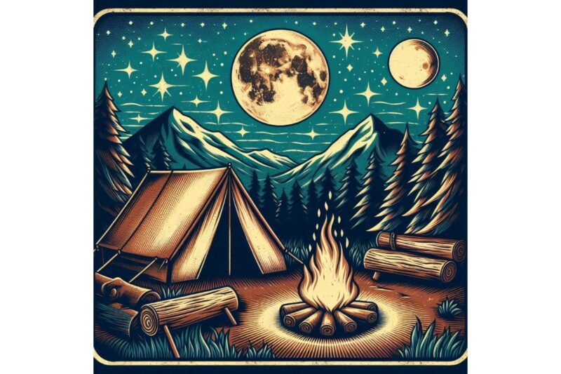 Colourful Vintage Camping Adventure t-shirt design download instantly