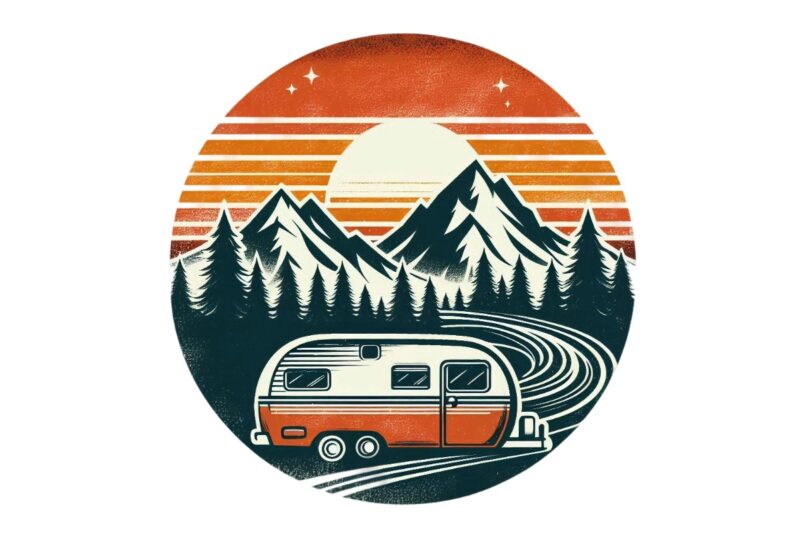 Colourful Vintage Camping Adventure t-shirt design