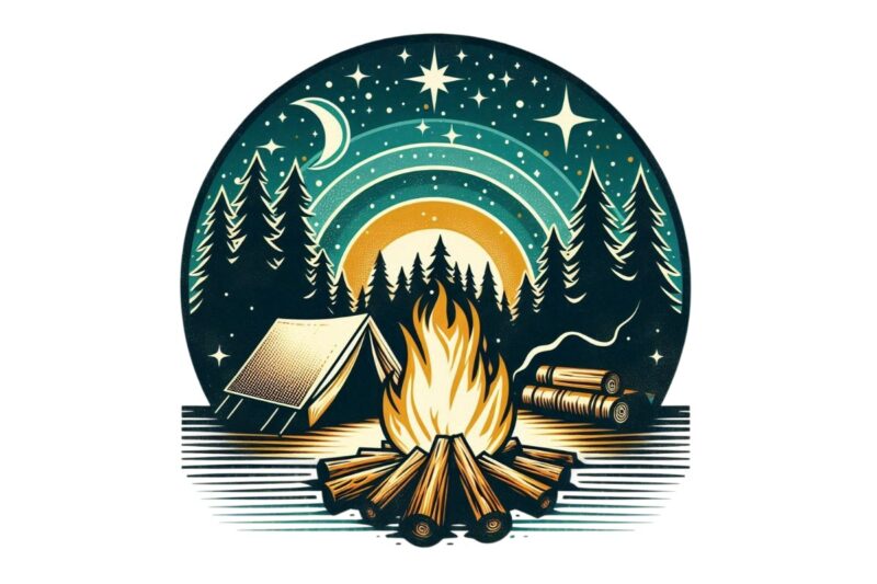 Watercolour Camping Retro Illustration T-shirt design – download instantly