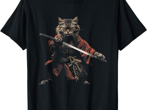Cat samurai, samurai warrior cat with katana, bushi cat t-shirt
