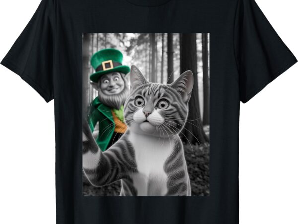 Cat selfie leprechaun funny st. patrick’s day design t-shirt