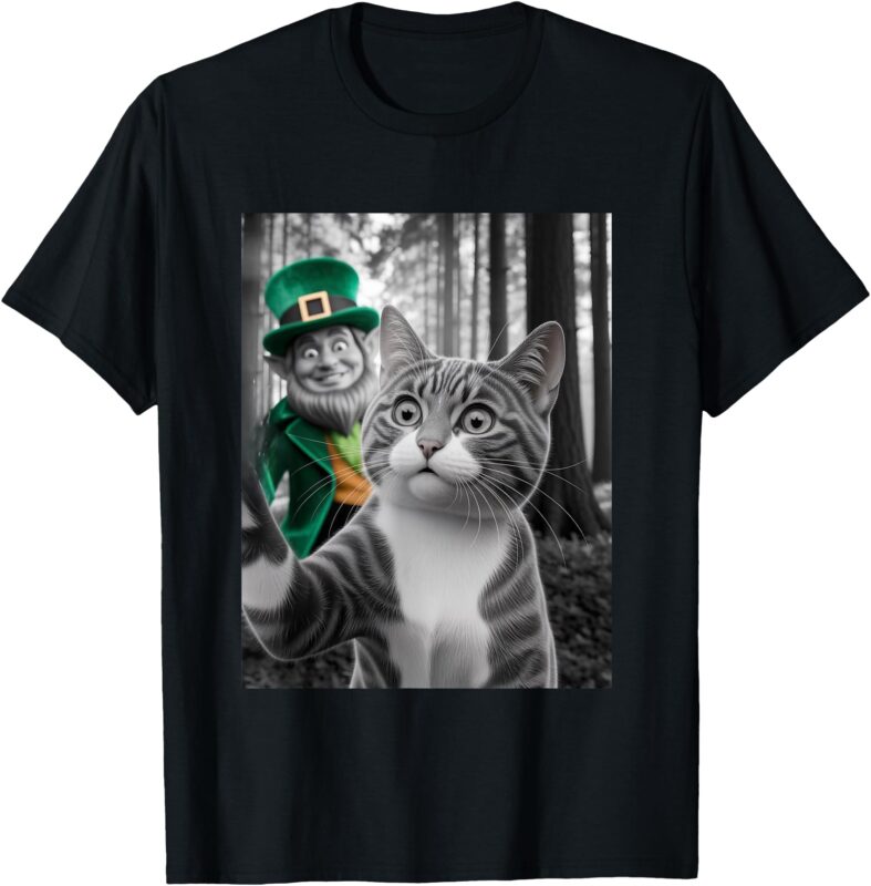 Cat Selfie Leprechaun Funny St. Patrick’s Day Design T-Shirt