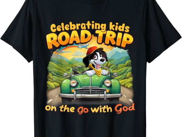 Celebrating kids road trip on the go with god vbs 2025 t-shirt