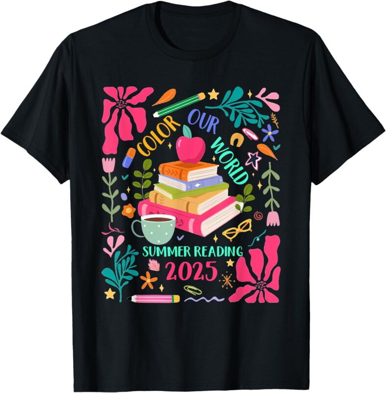 Color Our World Summer Reading 2025 Boho Wildflower Book T-Shirt