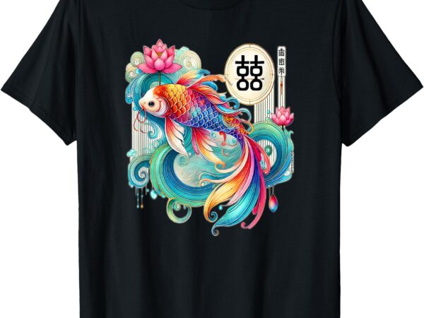 Colorful koi fish happy spiritual sign women men gift beauty t-shirt