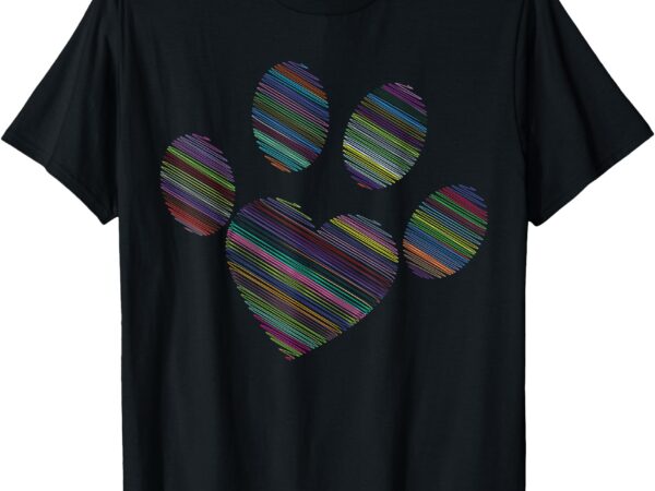 Colorful paw print heart cat dog lovers graphic t-shirt