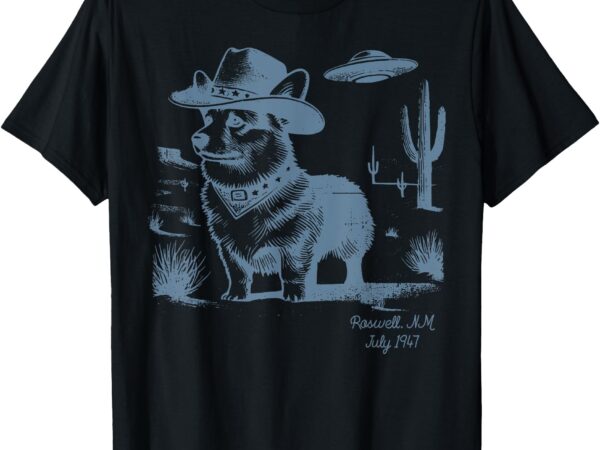 Corgi cowboy cowgirl vintage ufo western country dog mom t-shirt