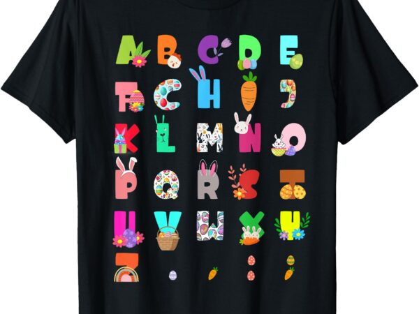 Cute alphabet funny easter day abc alphabet egg rabbit t-shirt