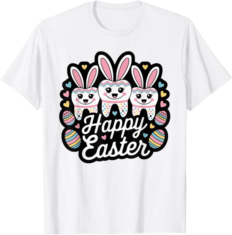 Cute Bunny Ears Dental Squad Happy Easter Dentist Office T-Shirt