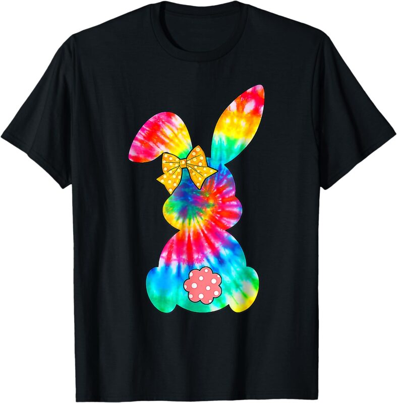 Cute Bunny Rabbit Coquette Bow Floral Girl Happy Easter Day T-Shirt