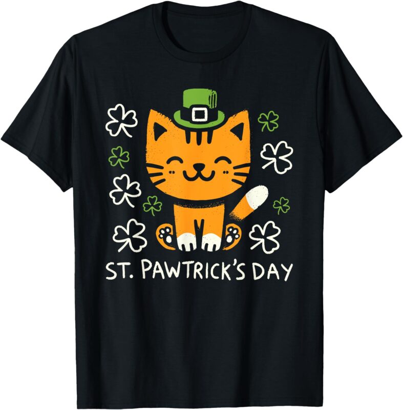 Cute Cat Leprechaun St Pawtrick’s Funny St Patrick’s Day T-Shirt