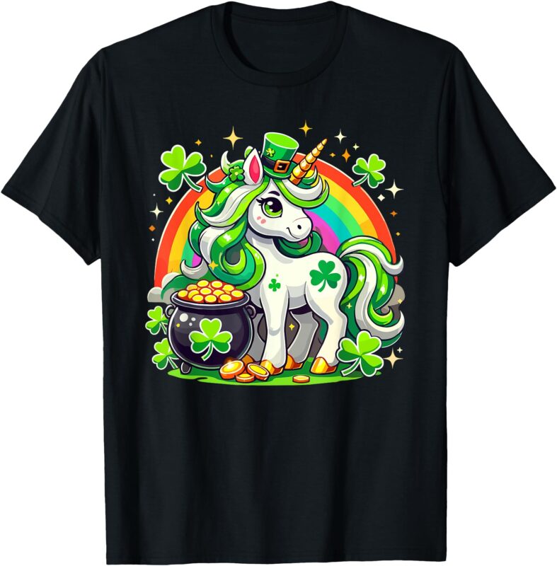 Cute Unicorn Lepricorn Outfit Toddler Girls St Patricks Day T-Shirt