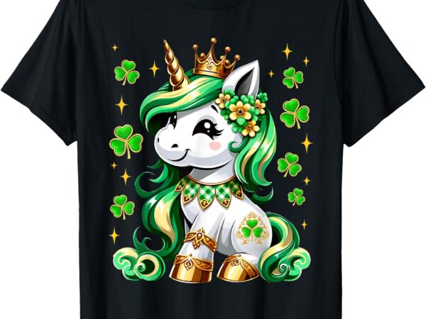 Cute unicorn shamrock lepricorn st patricks day girls kids t-shirt
