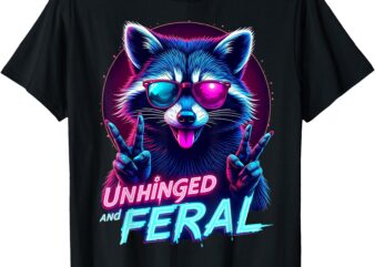 Cyberpunk Raccoon Unhinged and Feral Vaporwave Aesthetic T-Shirt