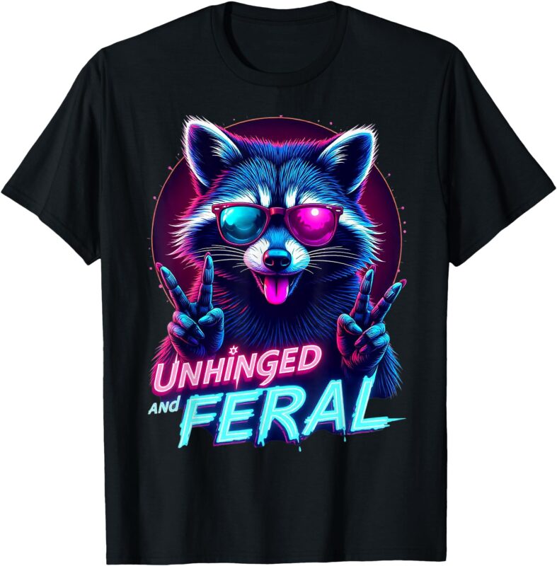 Cyberpunk Raccoon Unhinged and Feral Vaporwave Aesthetic T-Shirt