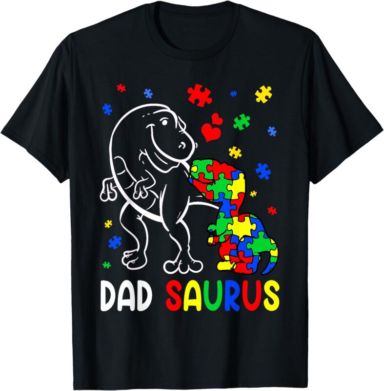 Dad Saurus Autism Awareness Autistic Dinosaur Family T-Shirt