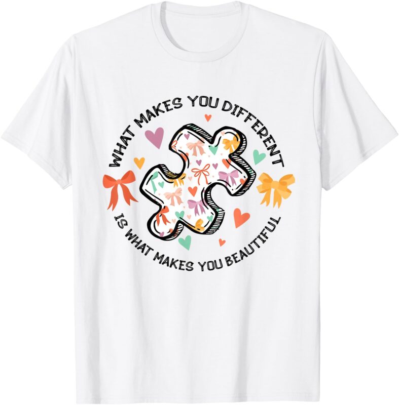 Different Autism Awareness Coquette Bow Neurodiversity T-Shirt
