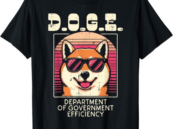 Doge shiba sunglasses department of government efficiency t-shirt