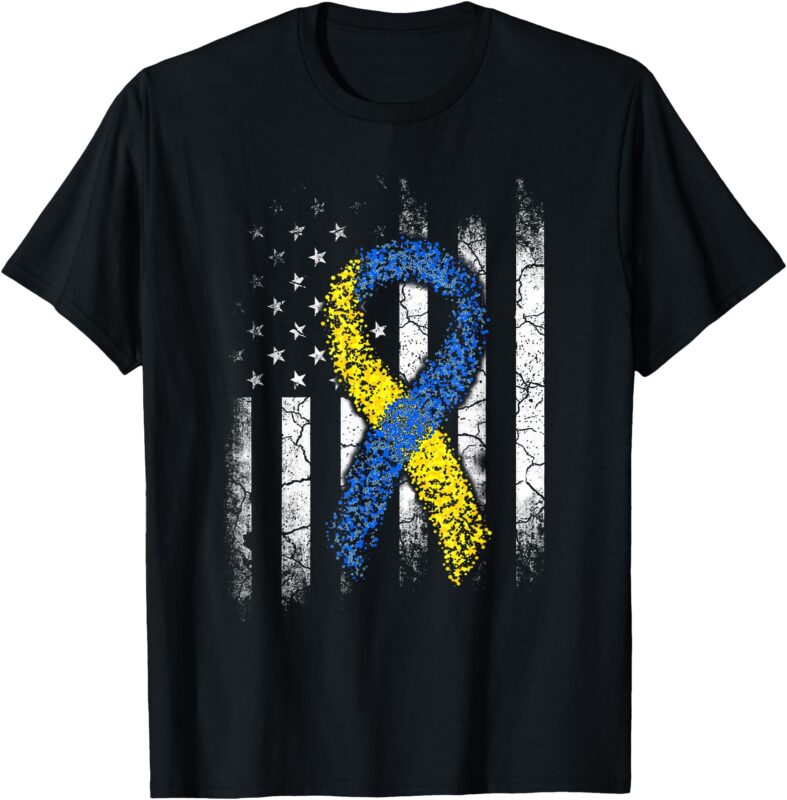 Down Syndrome Awareness Us Flag Shirt Dad Mom Down Syndrome T-Shirt