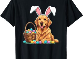 Easter Golden Retriever dog, with Bunny Rabbit Ears T-Shirt