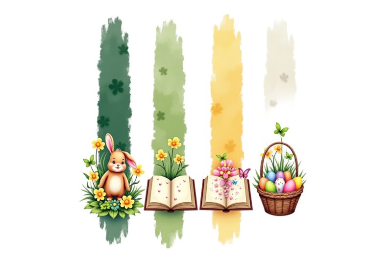 Colourful Vintage Easter Sunday Bunny Rabbit t-shirt design download instantly