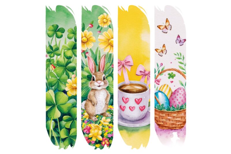 Watercolour Easter Sunday Bunny Rabbit Retro Illustration T-shirt design
