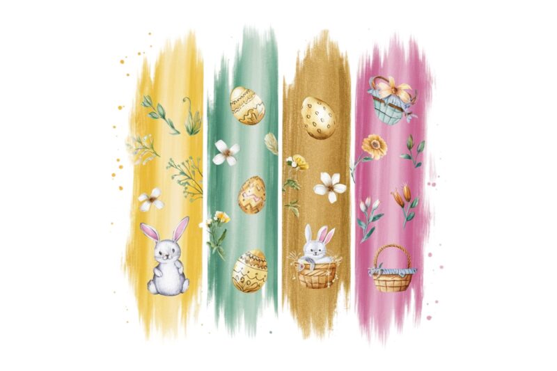 Colourful Vintage Easter Sunday Bunny Rabbit t-shirt design download instantly