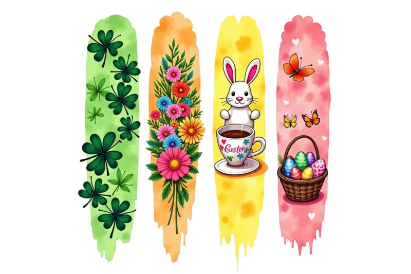 Colourful Vintage Easter Sunday Bunny Rabbit t-shirt design download instantly
