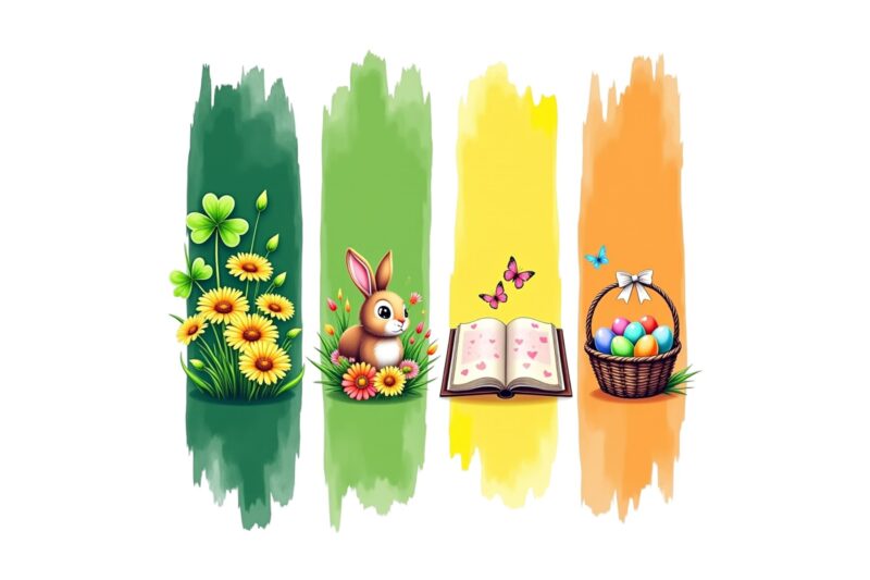 Colourful Vintage Easter Sunday Bunny Rabbit t-shirt design download instantly