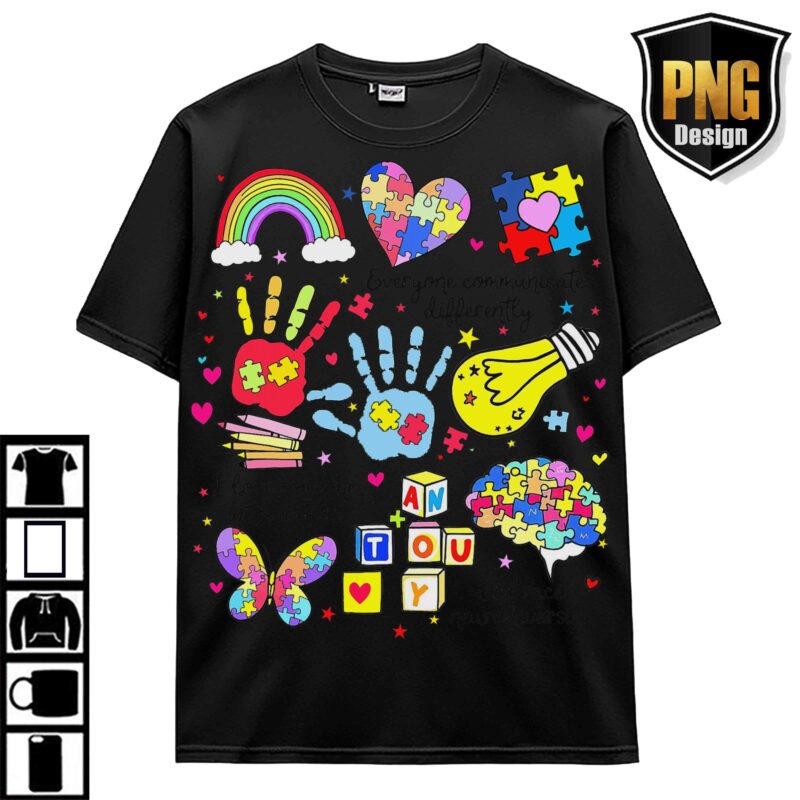 Autism Awareness Bundle Design 30 PNG April Wear Blue Support Autism Be Kind T-Shirt
