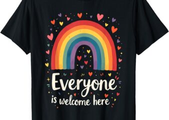 Everyone Is Welcome Here Idaho Educator Pride rainbow Design T-Shirt