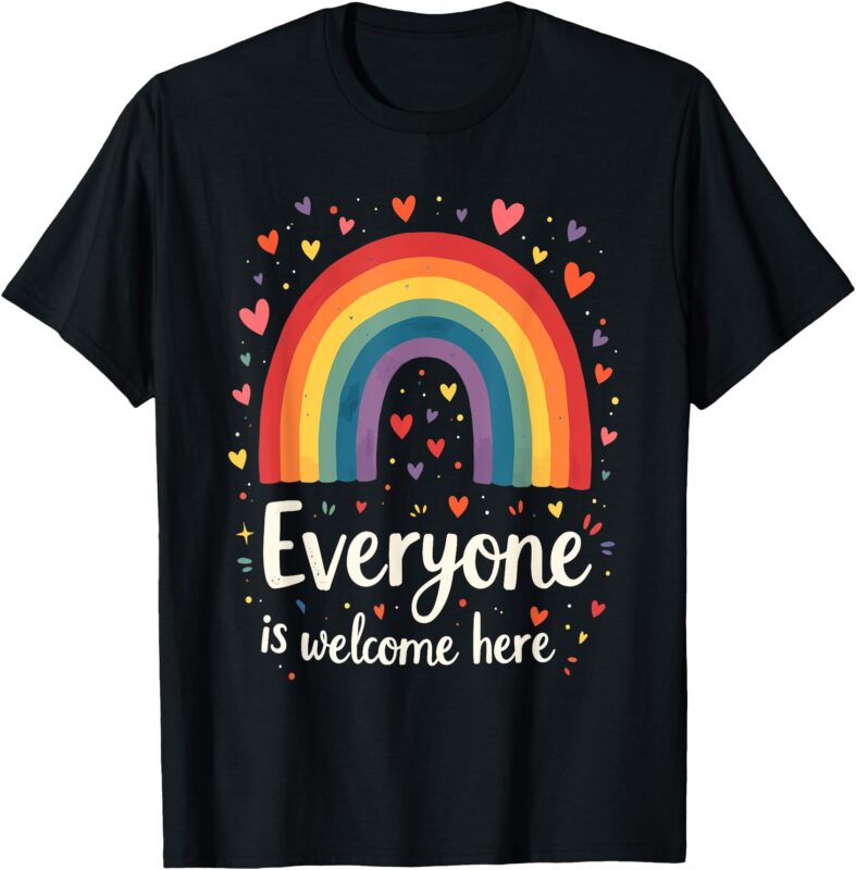 Everyone Is Welcome Here Idaho Educator Pride rainbow Design T-Shirt