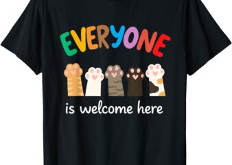 Everyone Is Welcome Here Idaho Teacher Vintage Floral Cats T-Shirt