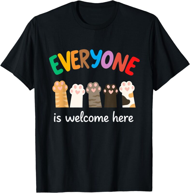 Everyone Is Welcome Here Idaho Teacher Vintage Floral Cats T-Shirt