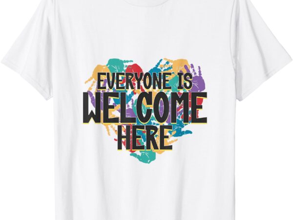 Everyone is welcome here – handprint heart t-shirt