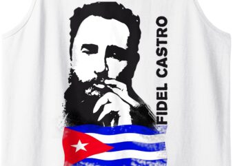 Fidel Castro Cuba Revolution Cigar Demo Flag Tank Top