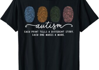 Fingerprint Autism, Each Print Tells A Different Story T-Shirt