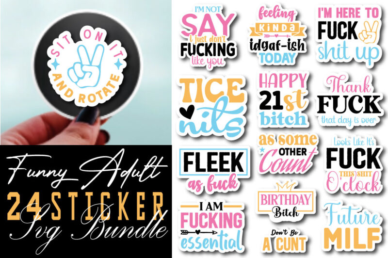 Funny Adult Sticker T-shirt Bundle Funny Adult Sticker Svg Bundle