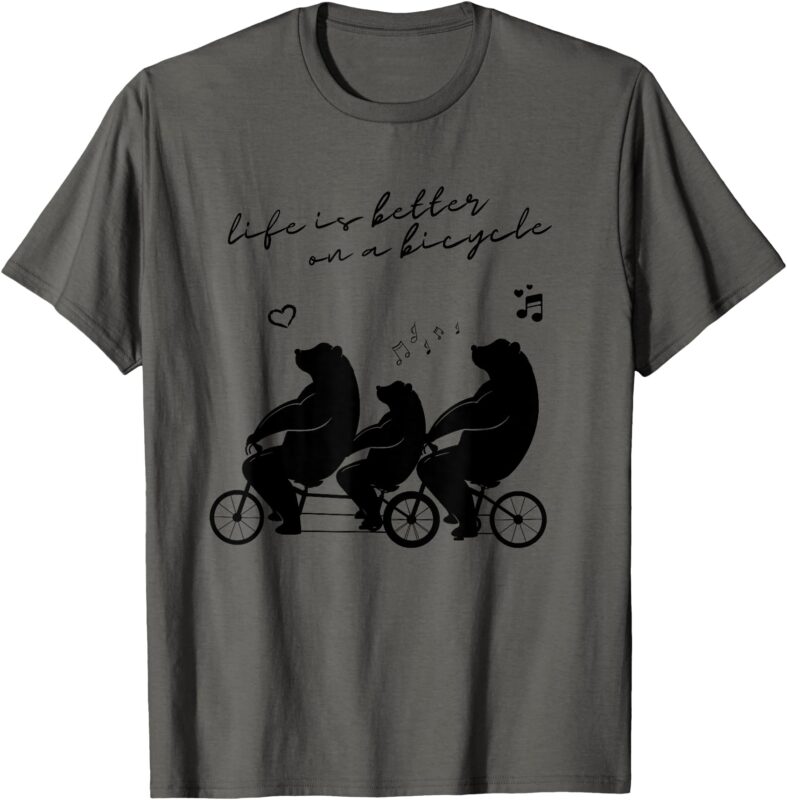 Funny Bicycle Bears Riding Summer Casual Design T-Shirt
