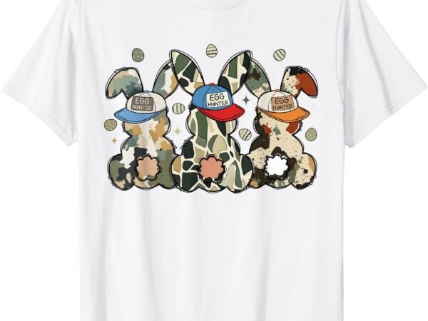 Funny boy egg hunter camo bunny happy easter mens boys kids t-shirt