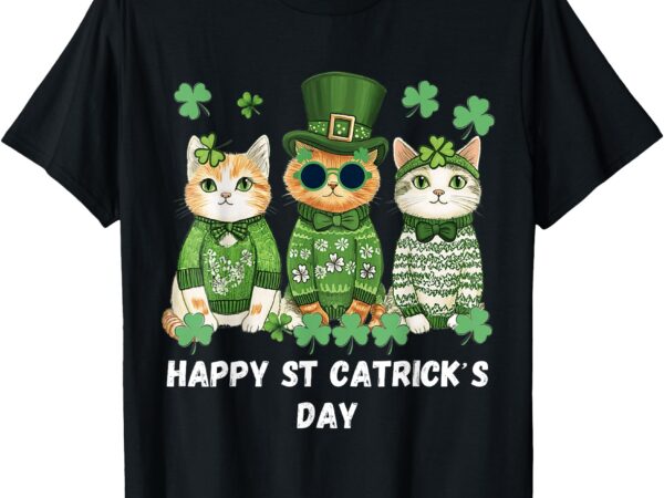 Funny design cat st patricks day shamrock t-shirt