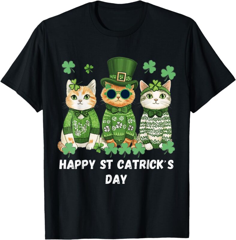 Funny Design Cat ST Patricks Day Shamrock T-Shirt